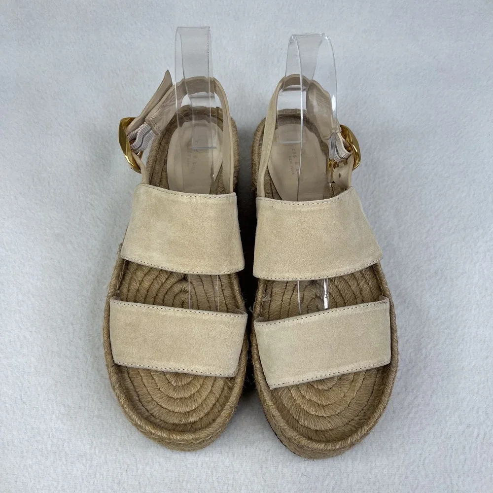 Rag & Bone Brown Odyssey Suede Espadrille Wedge Sandal Size 38 US 8